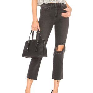 L'AGENCE Audrina Straight Leg Vintage Black Worn Destruct Jean